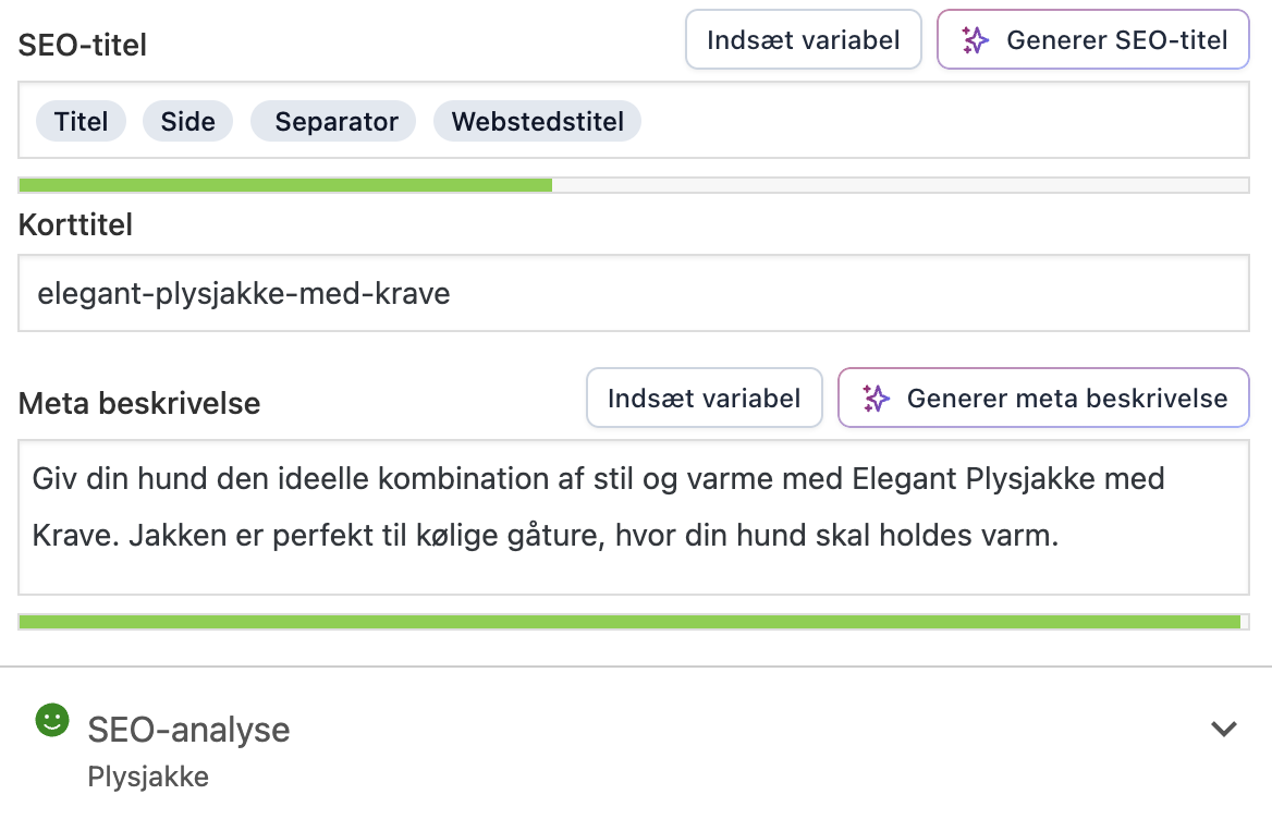 SEO arbejde med søgeord og meta data